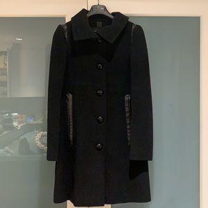 Mackage Women’s Funnel Neck Wool Cashmere Blend with Leather Trim - medium